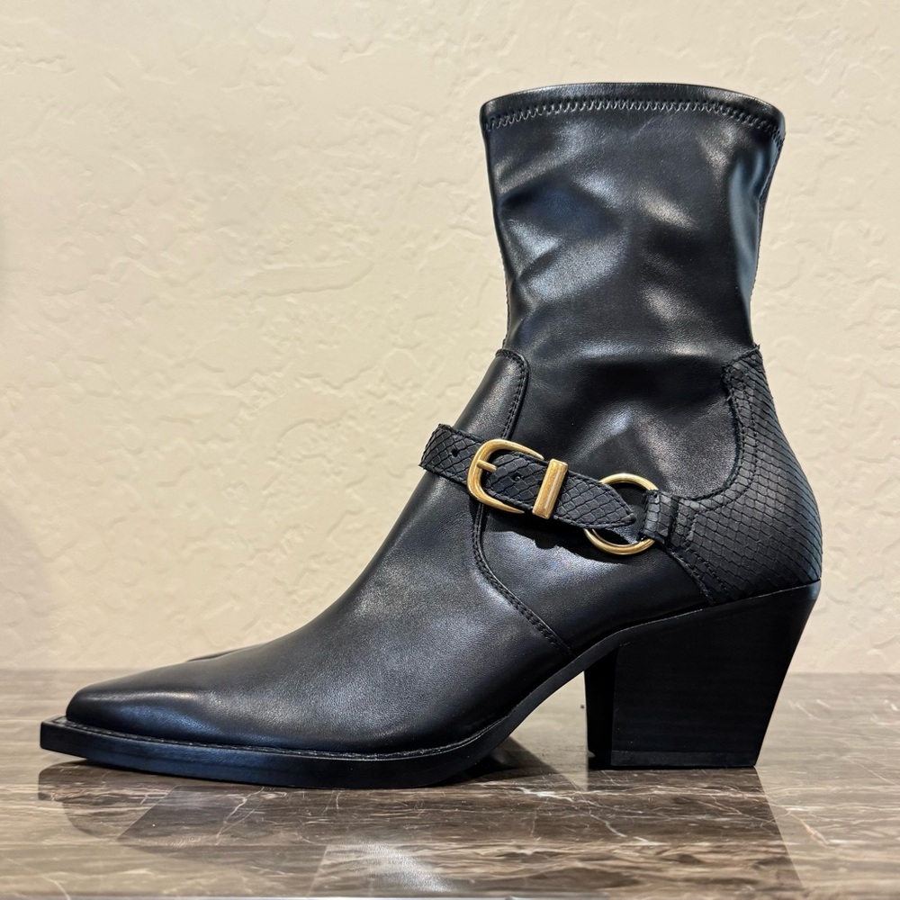 NEW Dolce Vita Rave Leather Point Toe Buckled Boots